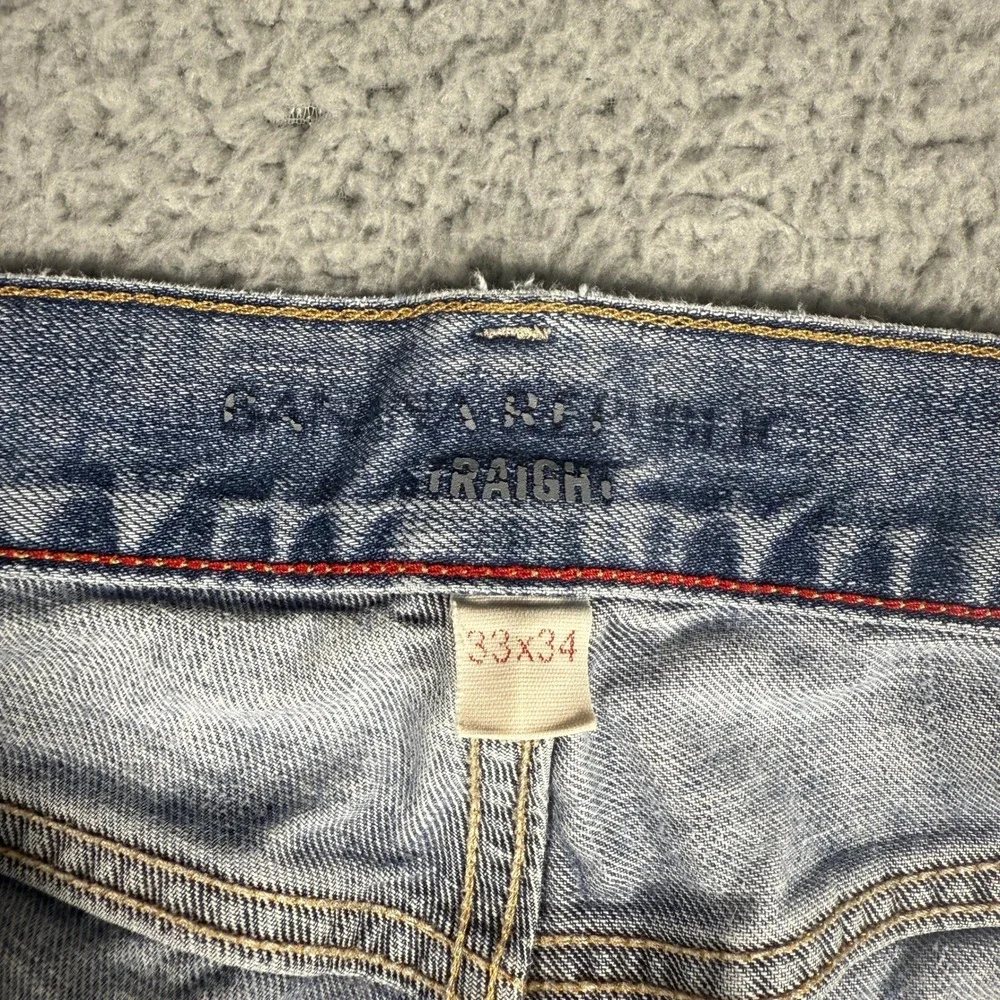 Banana Republic Indigo Straight‎ Jeans Mens 33x34 Light Wash Blue Cotton